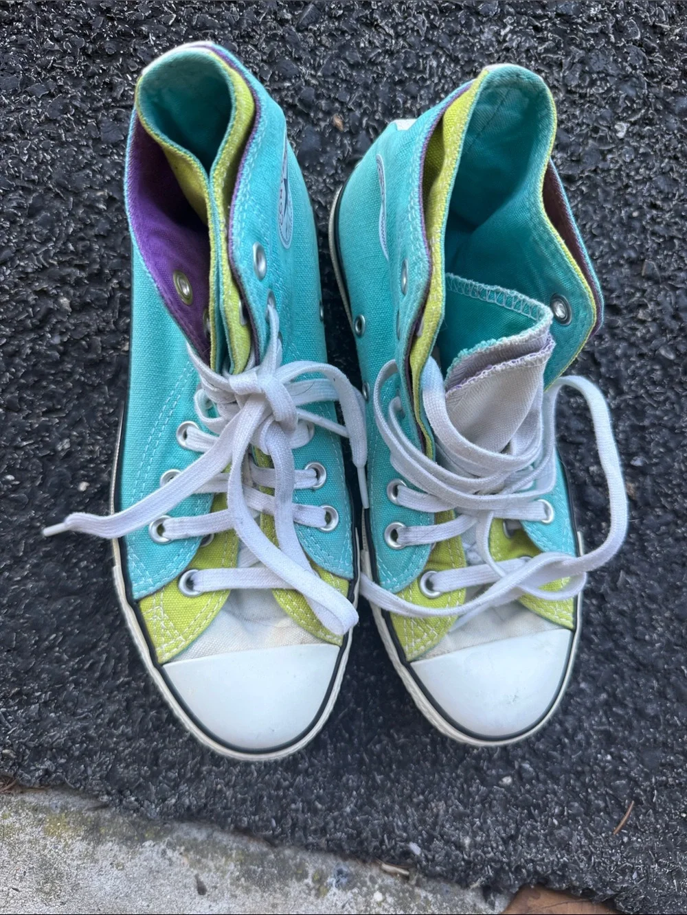 Custom Converse All Star Women’s 9 Turquoise Colorblock High Top
